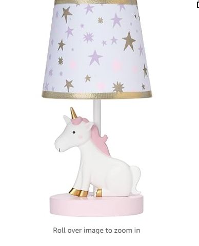 Rainbow Unicorn Lamp with Shade & Bulb Rainbow Unicorn Room, Unicorn Baby Room, Unicorn Lamp, Lavender And Gold, Unicorn Room Decor, Unicorn Room, Star Lampshade, Unicorn Bedroom, Butterfly Nursery
