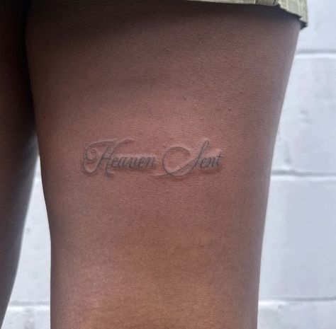 done by elises_pokedpieces on instagram Heaven Sent Tattoo, Made In Heaven Tattoo, Heaven Tattoo, Heaven Tattoos, Red Ink Tattoos, Small Hand Tattoos, Classy Tattoos, Subtle Tattoos, Tat Ideas