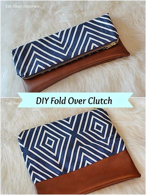 Eat. Sleep. Decorate.: {DIY} Fold Over Clutch Pochette Diy, Clutch Sewing, Diy En Cuir, Diy Pochette, Clutch Tutorial, Best Leather Wallet, Diy Leder, Sac Diy, Fold Over Clutch