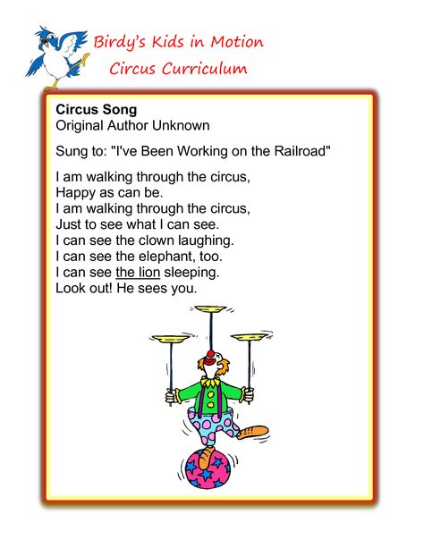 Circus Song #BirdysKids #ToddlerCreativeMovement Circus Theme Preschool Activities, Preschool Carnival, Circus Week, Circus Theme Preschool, Preschool Circus, Infant Crafts, Toddler Songs, Circus Activities, August Themes