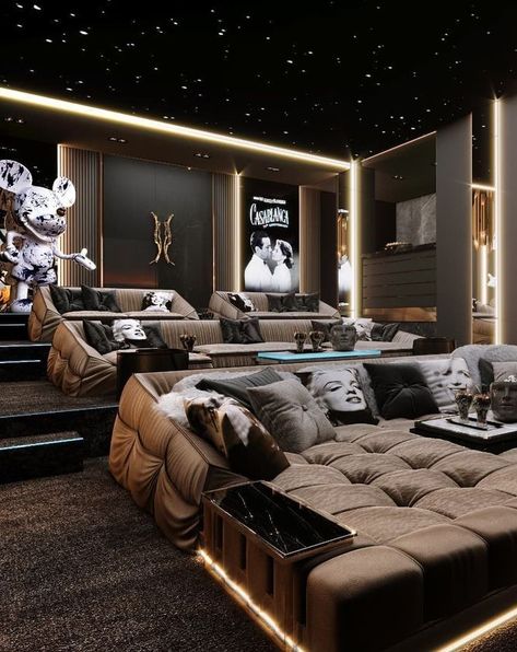 movie room design Fun Extra Room Ideas, Cinema Room Design, Luxury Basement, Sala Cinema, Home Theater Room Design, Theater Room Design, Home Cinema Room, تصميم للمنزل العصري, Home Theater Rooms