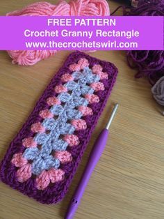 Granny Rectangle, Marque-pages Au Crochet, Crochet Granny Stitch, Granny Square Haken, Granny Square Crochet Patterns, Confection Au Crochet, Granny Square Crochet Patterns Free, Crochet Afghan Patterns Free, Crochet Granny Square Blanket