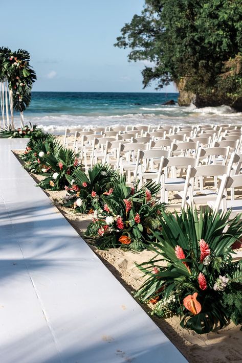 Jamaica Wedding Venues, Palm Fan, Wedding In Jamaica, Tropical Destination Wedding, Wedding On The Beach, Lush Wedding, Wedding Quote, Jamaica Wedding, Aisle Flowers