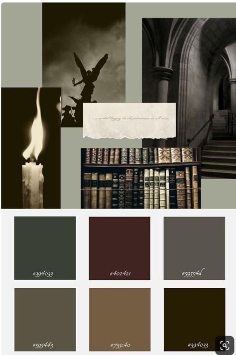 Dark Academia Aesthetic Palette, Dark Academia Bedroom Wall Color, Color Theme Palette, Dark Palette Aesthetic, Mood Board Dark Academia, Aesthetic Color Palettes Dark, Dark Academia Wall Color, Dark Academic Bedrooms, Dark Academia Color Scheme