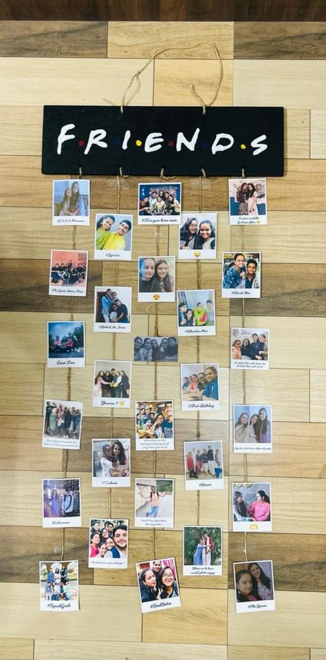 Celebrate your friendships with this beautiful handmade photo collage! 🌟 This unique gift features cherished memories captured in polaroid-style photos, perfect for birthdays, special occasions, or just because. Showcase your best moments and make your friend's day with this heartfelt memory board. Ideal for those looking for creative gift ideas, DIY projects, and personalized presents. #Friends #PhotoGift #BirthdayPresent #HandmadeGift #DIY #PhotoCollage #Friendship #GiftIdeas #BirthdayGift Handmade Photo Collage, Friends Photo Collage, Friends Collage, Handmade Greeting Card Designs, Creative Gift Ideas, Collage Gift, Friendship Day Gifts, Photo Collage Gift, Friends Photo