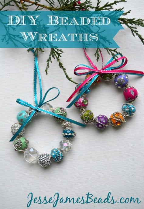 DIY Ideas With Beads - Beaded Wreath Ornaments - Cool Crafts and Do It Yourself Ideas Made With Beads - Outdoor Windchimes, Indoor Wall Art, Cute and Easy DIY Gifts - Fun Projects for Kids, Adults and Teens - Bead Project Tutorials With Step by Step Instructions - Best Crafts To Make and Sell on Etsy Beaded Wreaths, Beaded Wreath, Jul Diy, Wreath Ornaments, Christmas Bead, Beaded Christmas Ornaments, Jesse James, Christmas Ornaments Homemade, Christmas Ornament Crafts