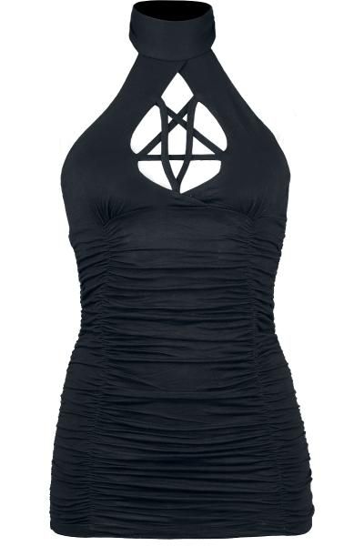 Gothicana Pentagram halterneck top ~ emp-online Gothic Fashion, Western Party Wear, Gothic Tops, Gothic Clothes, Band Merchandise, Rock Metal, Fantasy Dress, Mode Inspo, Goth Outfits