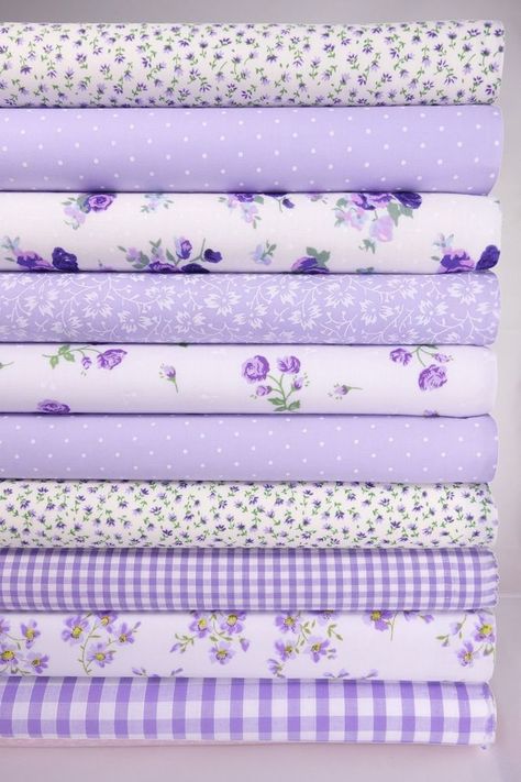 FABRIC BUNDLE LILAC 10 FAT QUARTERS POLYCOTTON CRAFT BUNTING SHABBY CHIC in Crafts, Fabric | eBay Couture, Patchwork, Purple Shabby Chic, Lilac Decor, Sewing Aesthetic, Shabby Chic Paper, Indian Block Print Fabric, Materi Bahasa Jepang, Fashion Design Books