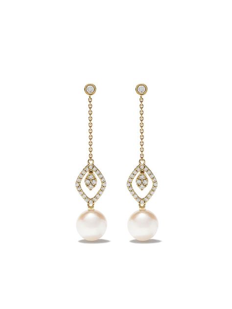 YOKO LONDON YOKO LONDON TREND 18K金钻石镶嵌耳坠 - 6. #yokolondon Gold Trend, Pearl Jewelry Design, Wear Pearls, Pearl And Diamond Earrings, Yoko London, Earring Trends, Pearl Design, Vs Diamond, Pearl Jewelry