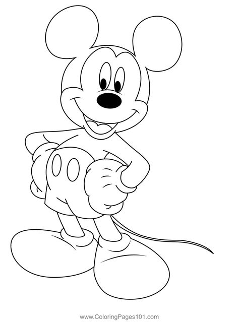 Mickey Mouse Style Coloring Page Disney Characters Outline, Goofy Mickey Mouse, Mickey Mouse Printable, Easy Steps To Draw, Mickey Mouse Coloring, Mickey Mouse Outline, Disney Colouring Pages, Halloween Summer, Mickey Coloring Pages