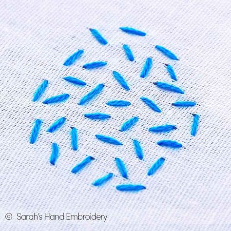 How to do the Rice Stitch - Sarah's Hand Embroidery Tutorials Straight Stitch, Couture, Rice Stitch Embroidery, Rice Stitch, Hand Embroidery Tutorial, Embroidery Stitches Tutorial, Seed Stitch, Slow Stitching, Stitch Embroidery