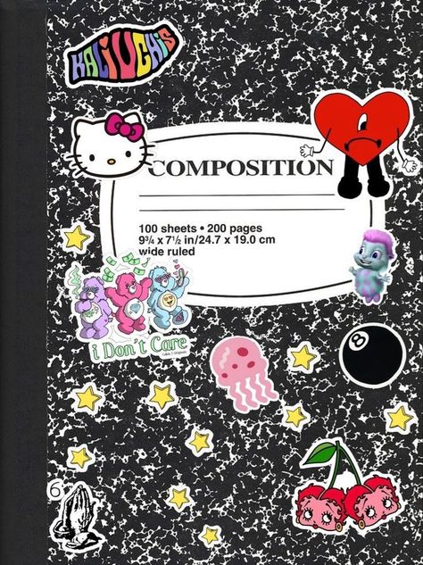 Composition Book Ipad Wallpaper, Cute Notebook Wallpaper, Composition Notebook With Stickers, Composition Notebook Covers Aesthetic, Decorated Composition Notebooks, Ipad Wallpaper Composition, Book Cover Composition, Composition Notebook Stickers, Composition Notebook Wallpaper Iphone