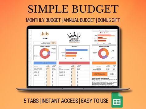 Orange Monarchy: Your Ultimate Solution for Budget Planner Template! Introducing the Orange Monarchy Monthly Budget Planner--a comprehensive, user-friendly tool designed for Google Sheets. This planner helps you effortlessly track your income, savings, expenses, and debt payments, offering customizable features to suit your unique financial goals. Stay on top of your finances with a clear overview of your budget, and take control of your financial future with ease. ★ KEY FEATURES ✓ Monthly & Annual Budget Planner ✓ Easy to understand and use ✓ Customize expense categories ✓ Colors can be changed ✓ Expenses Calendar ✓ Income & Expenses Overview ✓ Beginner Friendly ✓ Available with 50+ currency (That includes: US Dollar $, British Pound £, Euro €, Japanese Yen ¥, Mexican Peso ₱, Canadian dol Easy Budget Template, British Pound, Monthly Budget Spreadsheet, Japanese Yen, Budget Planner Template, Mexican Peso, Easy Budget, Monthly Budget Planner, Budget Spreadsheet