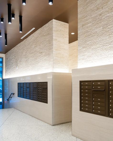 ashton › Origin Apartment Mail Room, Mail Room Design, Mailroom Design, Apartment Entrance Lobby, Apartment Lobby Design, Entrance Lobby Design, Apartment Mailboxes, Oak Cladding, Apartment Lobby