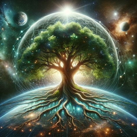 Embracing Earth, Reaching for the Stars Tree Of Life Artwork, Earth Magic, Lucky Wallpaper, Spiritual Paintings, Earth Element, Tree Of Life Art, Magical Tree, Family Tree Genealogy, Hippie Painting