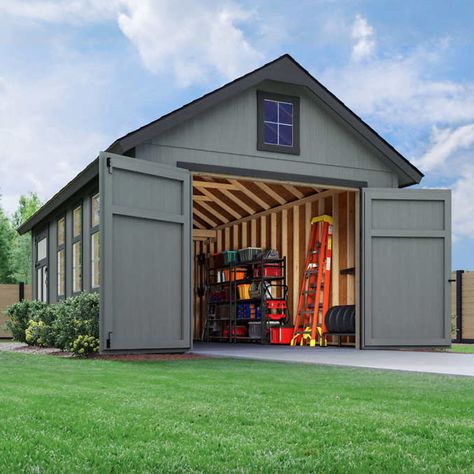 Large Storage Sheds Ideas Backyard, Homedepot Shed, Shed Addition To House, Multiple Shed House, Prefab Sheds Backyards, Shed Diy Ideas, Garden Shed Design Ideas, Big Shed Ideas, Farmhouse Shed Ideas