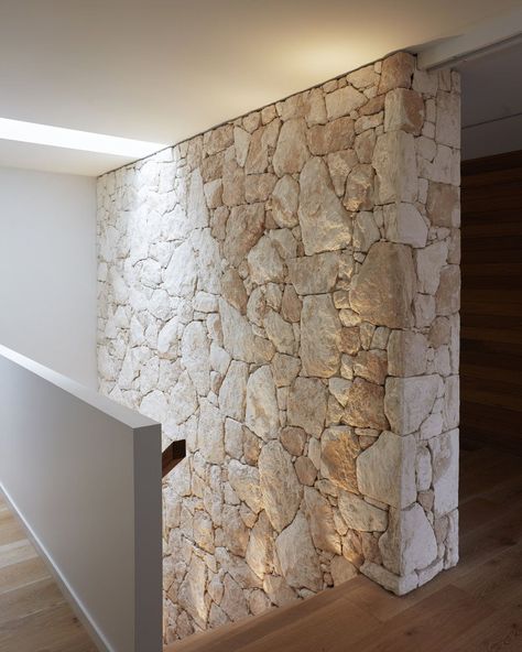 Stairs Wall Crafted Natural Stone Design Stone And Timber House, Stairs Stone Wall, Limestone House Exterior, Stone Cladding Exterior, Limestone Cladding, Limestone House, Stone Feature Wall, Stone Walls Interior, Stone Wall Design