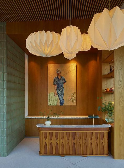 neuehouse venice beach arrives with bohemian southern california vibes Alvar Aalto, Garage Style, Reception Desk, Hospitality Design, Hotel Design, Venice Beach, Commercial Design, Commercial Interiors, Interior Inspo