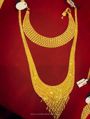 Gold Bridal Jewellery Collections, Gold Bridal Jewellery Designs 2016, Latest Bridal Jewellery Models. Long Necklace Designs Gold, Long Necklace Designs, Gold Bridal Jewellery, Gold Necklace Long, Jewellery Choker, Long Necklace Gold, Bride Indian, Long Gold Necklace, Gold Necklace Wedding