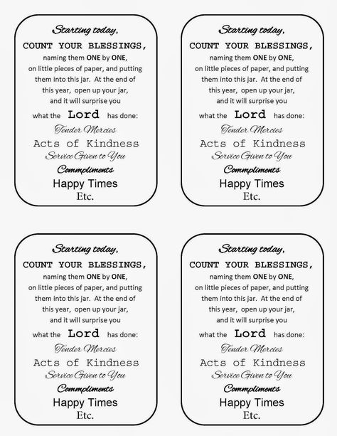 .........Visiting Teaching surprise!: Count your blessings jar labels Natal, Blessing Jar Printable, Joy Jar, Cultivating Joy, Blessing Jar, Secret Gifts, Friend Appreciation, Ministering Ideas, Blessings Jar