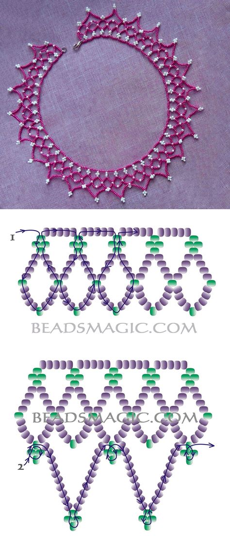 Beading Netting Patterns, Netted Necklace Pattern, Beads Magic Free Pattern, Beaded Netted Necklace Patterns, Seed Bead Necklace Patterns Simple, Simple Beaded Necklace Diy, Easy Beaded Necklace Patterns, Seed Bead Necklace Patterns Free, Seed Bead Jewelry Patterns Free