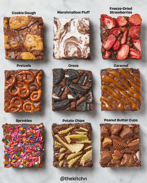 Mini Brownies Packaging, How To Package Brownies, Brownie Toppings Ideas, Brownies Toppings Ideas, Gourmet Brownies Recipes, Brownies Topping Ideas, Brownie Topping Ideas, Brownie Packaging Ideas, Brownies Con Toppings