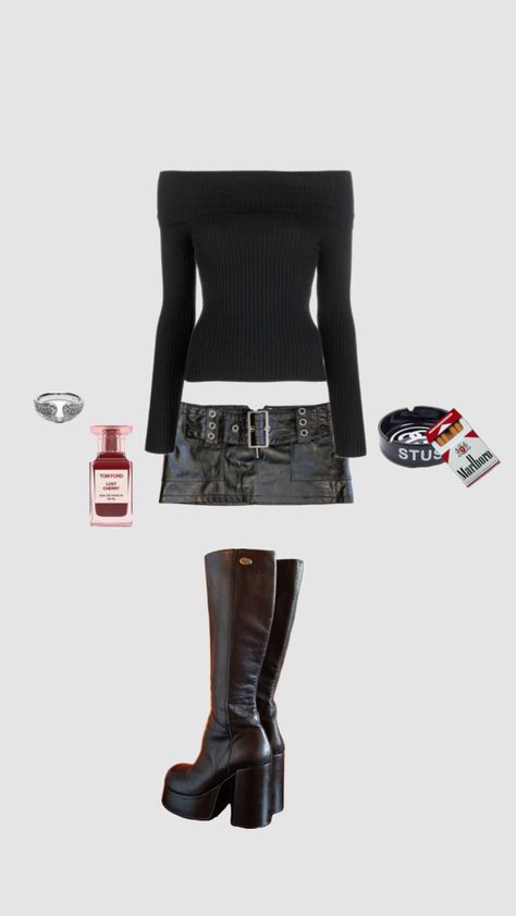 #outfitinspo #outfit #inspo #inspiration#rock #rockstargf Fancy Rocker Outfit, Rockstars Girlfriend Outfits, Rock Star Outfit Women, Rock Star Girlfriend Outfit, Rockstar Outfit For Women, Rockstar Gf Outfit, Rockstar Girlfriend Outfit, Rockstar Aesthetic Outfits, Rock Concert Outfit