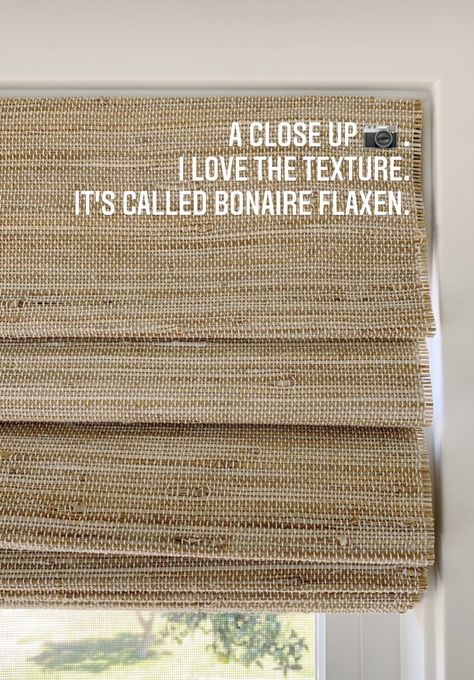 Why We Love Our Bonaire Flaxen Woven Wood Shades - Jaime J Scott Drapes With Wood Blinds, Woven Shades With Curtains Living Room, Rattan Blinds Kitchen, Wooden Woven Shades, Earthy Window Treatments, Burlap Shades Diy, Jute Shades Window Treatments, Woven Blinds Living Room, Outside Mount Woven Shades