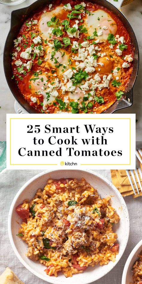 Meals With Canned Vegetables, Tin Tomatoes Recipes, Easy Canned Tomato Recipes, Recipes With Canned Tomatoes Meals, Dice Tomatoes Recipes, Meals With Diced Tomatoes, Dinner With Diced Tomatoes, Can Crushed Tomatoes Recipes, What To Do With Canned Tomatoes