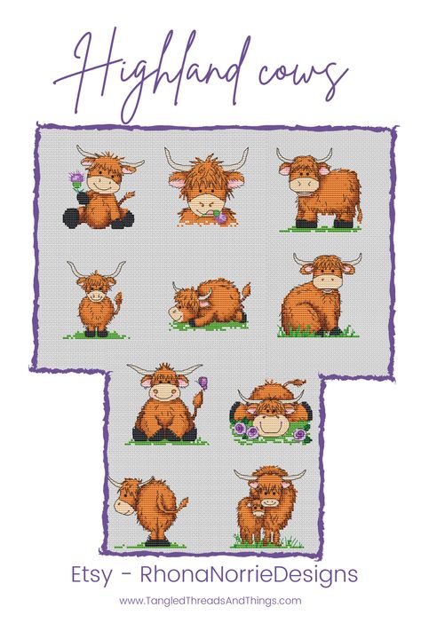 Ten highland cows charts in one download! These little cuties are perfect for making as cards, small ornaments etc. Each design is quick to stitch and suitable for stitchers of all abilities. Highland Cow Cross Stitch Pattern Free, Cow Cross Stitch Patterns Free, Highland Cow Cross Stitch Pattern, Highland Cow Cross Stitch, Highlander Cows, Cow Cross Stitch, Fun Cross Stitch, Cross Stitch Cow, Cross Stitch Projects Ideas