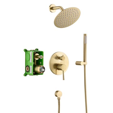 sumerain Matte Black Shower Faucet Set System & Reviews | Wayfair Gold Shower Faucet, Brushed Brass Shower, Gold Shower Fixtures, Matte Black Shower Fixtures, Black Shower Fixtures, Brass Shower System, Black Shower Faucet, Rain Shower System, Gold Shower