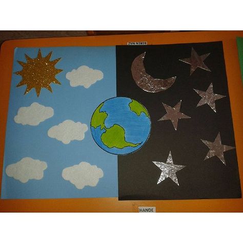 Space Bulletin Boards, World Craft, Geography Activities, Preschool Teachers, Worksheets For Preschool, World Crafts, Preschool Teacher, Craft Idea, Day For Night