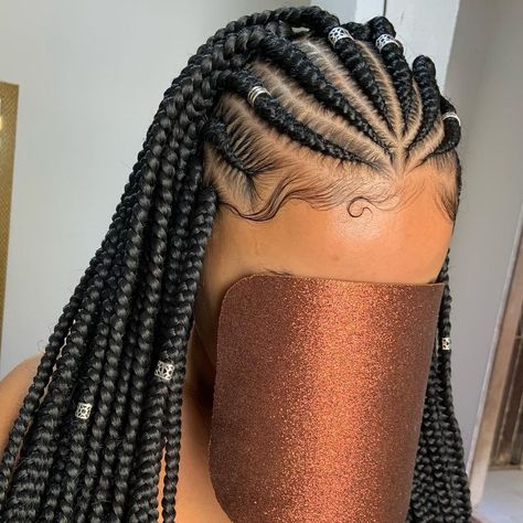 Fulani Braids With Box Braids Simple Fulani Braids, Alicia Keys Braids, Protective Braids, Bob Braids Hairstyles, New Natural Hairstyles, Biracial Hair, Natural Hair Bride, Braid Inspiration, Protective Hairstyles For Natural Hair