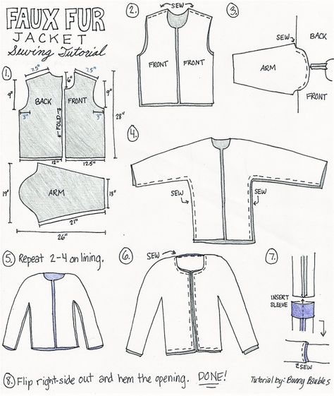 Patchwork, Sewing Jacket Tutorial, Faux Fur Coat Pattern, Fur Coat Sewing Pattern, Jacket Diy Sewing, Fur Coat Pattern Sewing, Sewing Jacket Pattern, Jacket Sewing Tutorial, Sewing A Jacket