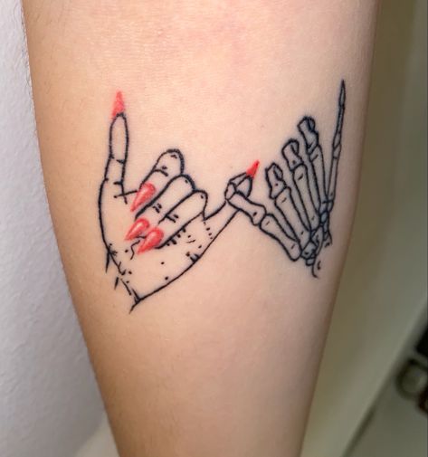 Pinky Promise Tattoo, Geometric Tattoo Pattern, Cousin Tattoos, Promise Tattoo, Goth Tattoo, Skeleton Tattoos, Time Tattoos, Pinky Promise, Tattoo Pattern