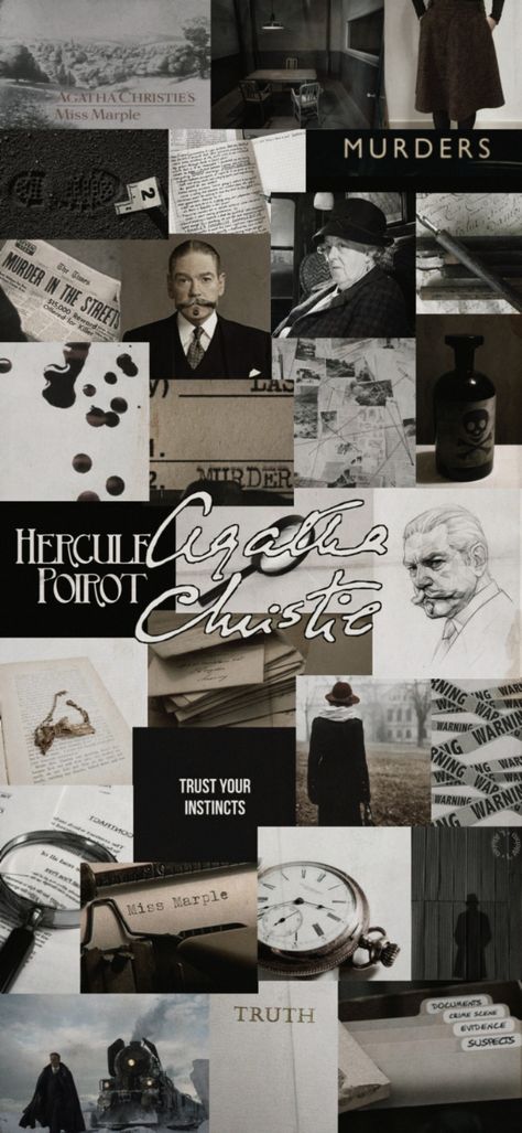 Hercule Poirot Miss Jane Marple Detective aesthetic Wallpaper Mystery Crimes Books Agatha Christie And Then There Were None Fanart, Agatha Christie Poirot, Agatha Christie Miss Marple, Mystery Aesthetic Wallpaper, Hercule Poirot Wallpaper, Detective Wallpapers Aesthetic, Classic Literature Aesthetic Wallpaper, Criminology Aesthetic Wallpaper, Detective Aesthetic Wallpaper