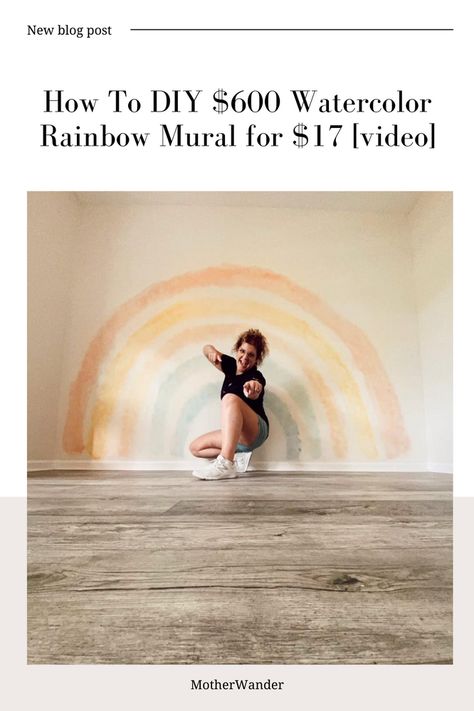 Rainbow Painting Wall, Rainbow Mural Diy, Wall Rainbow Painting, Paint Rainbow On Wall Diy, Rainbow Wall Mural Diy, Diy Rainbow Mural, Diy Watercolor Wall, Boho Wall Murals Painted, Boho Rainbow Painting