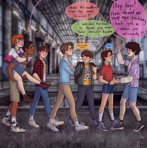 Humour, Losers Club 1990, Losers Club X Y/n, It Losers Club Fanart, Loser Club Fanart, It Outfits Movie, The Losers Club Fanart, It Fanart Losers Club, Losers Club Aesthetic