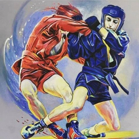 Art presented by Sambo FIAS. Muay Thai, Y Image, Seni Pop, Sambo, Football Art, Martial Artists, Guy Drawing, Grappling, Cool Art Drawings