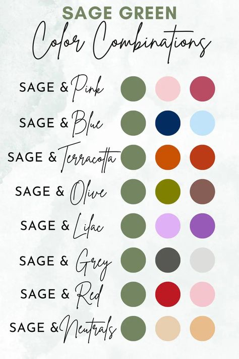 What Colors Go with Sage Green? 11 Perfect Pairings - Love Chic Living What Colors Go With Sage Green Paint Colours, Sage Bedroom Palette, Olive Green Living Room Decor Ideas Color Combinations, What Goes With Sage Green, Colors That Go With Sage Green Clothing, Olive Green Color Palette Outfit, Colors To Pair With Olive Green, What Colors Go With Olive Green, What Color Goes With Sage Green