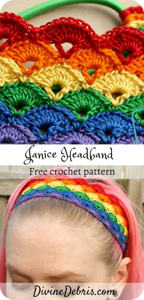 Learn to make a easy and fun crochet headband using size 10 crochet thread, the Janice Headband, from free crochet pattern on DivineDebris.com#crochet #freepattern #crochetthread #headbands #rainbows Amigurumi Patterns, Crochet Infinity Headband, Crochet Scooby Doo Amigurumi Free Pattern, Granny Square Headband Pattern, Free Crochet Headband Patterns, Crochet Hair Bands, Diy Crochet Headband, Bandana Crochet, Crochet Hair Band