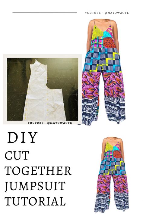 How to sew a wide leg jumpsuit step by step Upcycling, Envelope Jumpsuit Pattern, Easy Diy Jumpsuit, Easy Sew Jumpsuit, Baggy Jumpsuit Pattern, Harem Jumpsuit Pattern Diy, Easy Romper Pattern Women, Loose Jumpsuit Pattern Sewing Free, Sewing Pattern Overalls