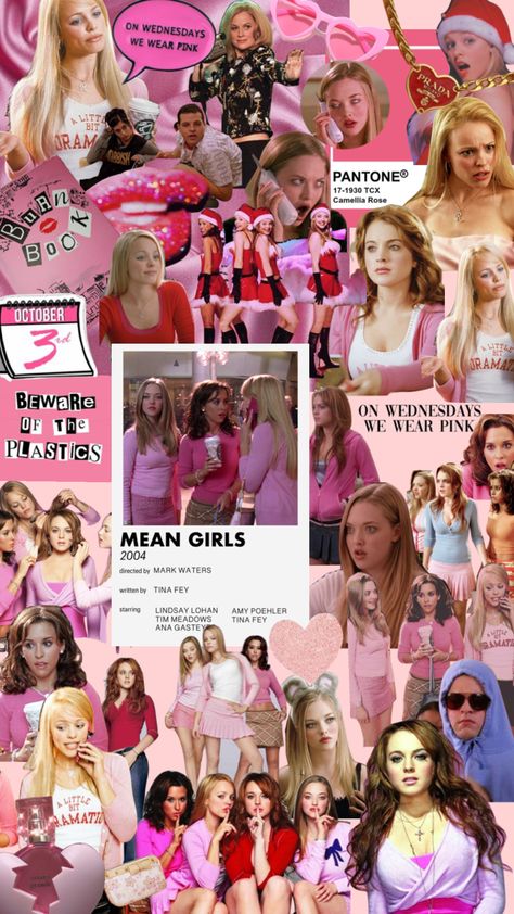 The Plastics Aesthetic, Mean Girls Movie Aesthetic, Plastics Mean Girls Aesthetic, Mean Girls Aesthetic Poster, Means Girls Aesthetic, Meangirls Movie Aesthetic, 2000s Mean Girl Aesthetic, Mean Girl Wallpaper, Mean Girls Lockscreen