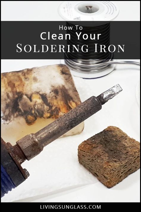 Learn How To Keep Your Soldering Iron Working Great! These 3 ways to clean your iron, depending on the amount of grungy build up there is on it, will make a difference if your struggling to solder with a dirty iron. #stainedglass #soldering via @https://www.pinterest.ca/livingsunglasss/_saved/ Stained Glass Soldering Techniques, Solder Art Ideas, Soldering Iron Crafts, Stained Glass Diy Tutorials, Soldering Iron Accessories, Stained Glass Soldering, Soldering Tutorial, Glass Soldering, Soldering Projects