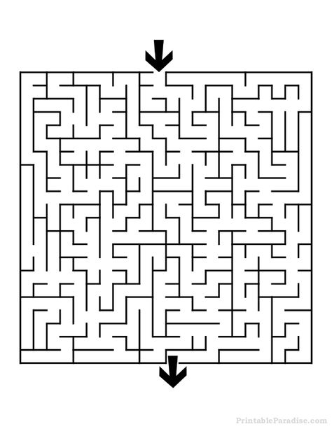 Printable Square Maze - Medium Difficulty Maze Drawing, Mazes For Kids Printable, Preschool Activities At Home, Maze Print, Free Printable Puzzles, Printable Mazes, Escape Room Puzzles, Printable Puzzles For Kids, Bookshelf Art