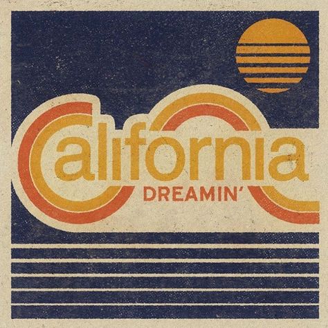 california dreaming' design by Aaron von Freter / Rockswell. custom Typography, retro, vintage, lettering, surf, surfing, graphic design, art. Vintage Graphic Design, Vintage Clipart, Yoga Studio Design, Logo Retro, 타이포그래피 포스터 디자인, Plakat Design, Vintage Surf, California Dreamin', California Dreaming