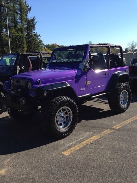 Nice PURPLE Jeep Wrangler!! Jeep Wrangler Purple, Purple Wrangler, Purple Jeep Wrangler, Purple Jeep, Ravens Jersey, Cj Jeep, Tj Wrangler, Big Girl Toys, Hors Route