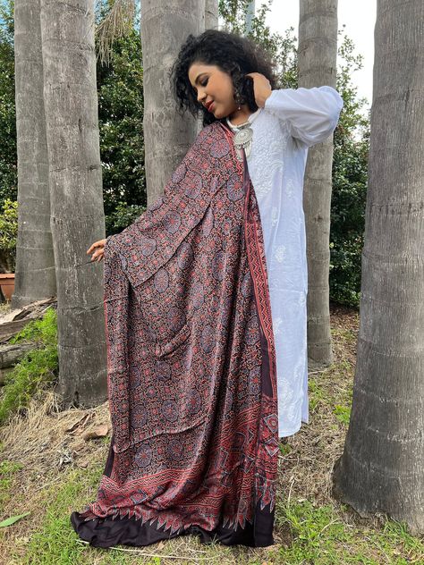 Excited to share the latest addition to my #etsy shop: Modal Silk Ajrakh Print Dupatta, Geomatric rangoli Print #modaldupatta #silkdupatta #indiantraditional #indiandupatta #modalsilkdupatta #traditionalwear #indianshawl #blockprint #copper https://etsy.me/3Ooivvq Modal Silk Dupatta, Cotton Dresses Summer, Chikankari Anarkali, Ajrakh Print, Lotus Print, Shibori Silk, Hand Block Print, Sunflower Print, Sheer Material