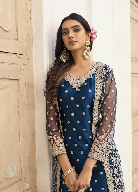 Pakistani Suits | Omzara Blue Salwar Suit, Straight Salwar, Celana Fashion, Salwar Dress, Dress Salwar Kameez, Engagement Outfit, Indian Salwar Kameez, Pakistani Salwar Kameez, Lehenga Collection