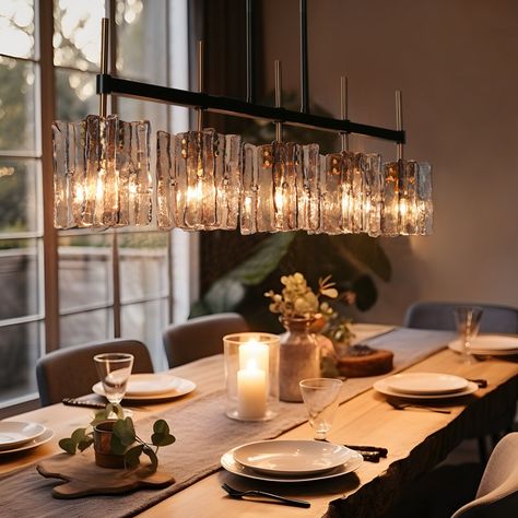 Large Pendants Over Kitchen Island, Gold Black Kitchen, Kitchen Island Lighting Modern, Mid Century Modern Chandelier, Black Kitchen Island, Island Chandelier, Kitchen Island Linear Pendant, Pendant Lighting Dining Room, Modern Kitchen Island